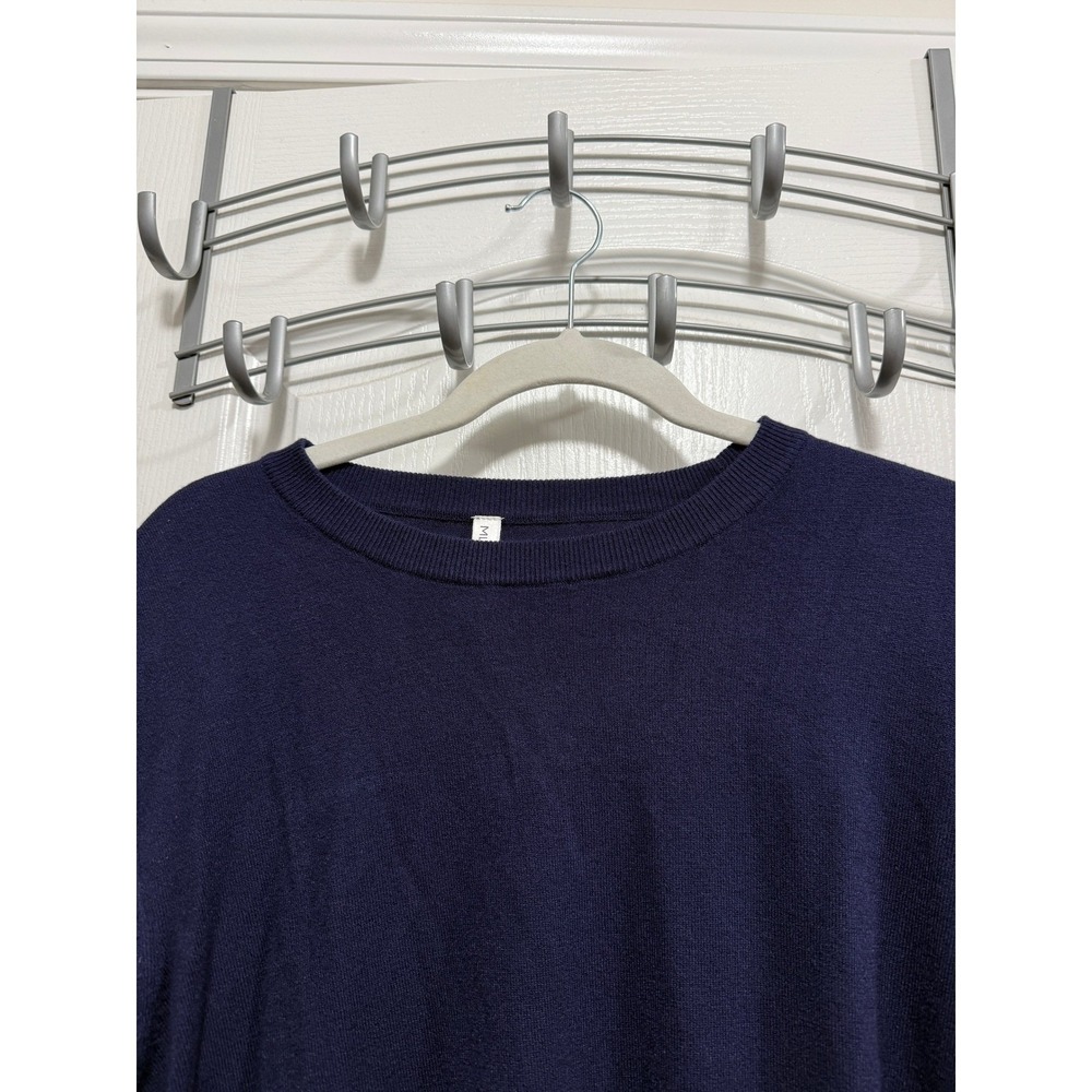 MLANM Womens Navy Blue Crew Neck Long‎ Sleeve Sweater Knit Top XL soft classic - Picture 3 of 15